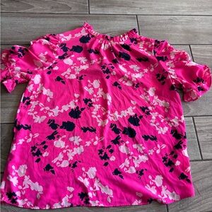 Source Unknown Pink and Black Floral Blouse